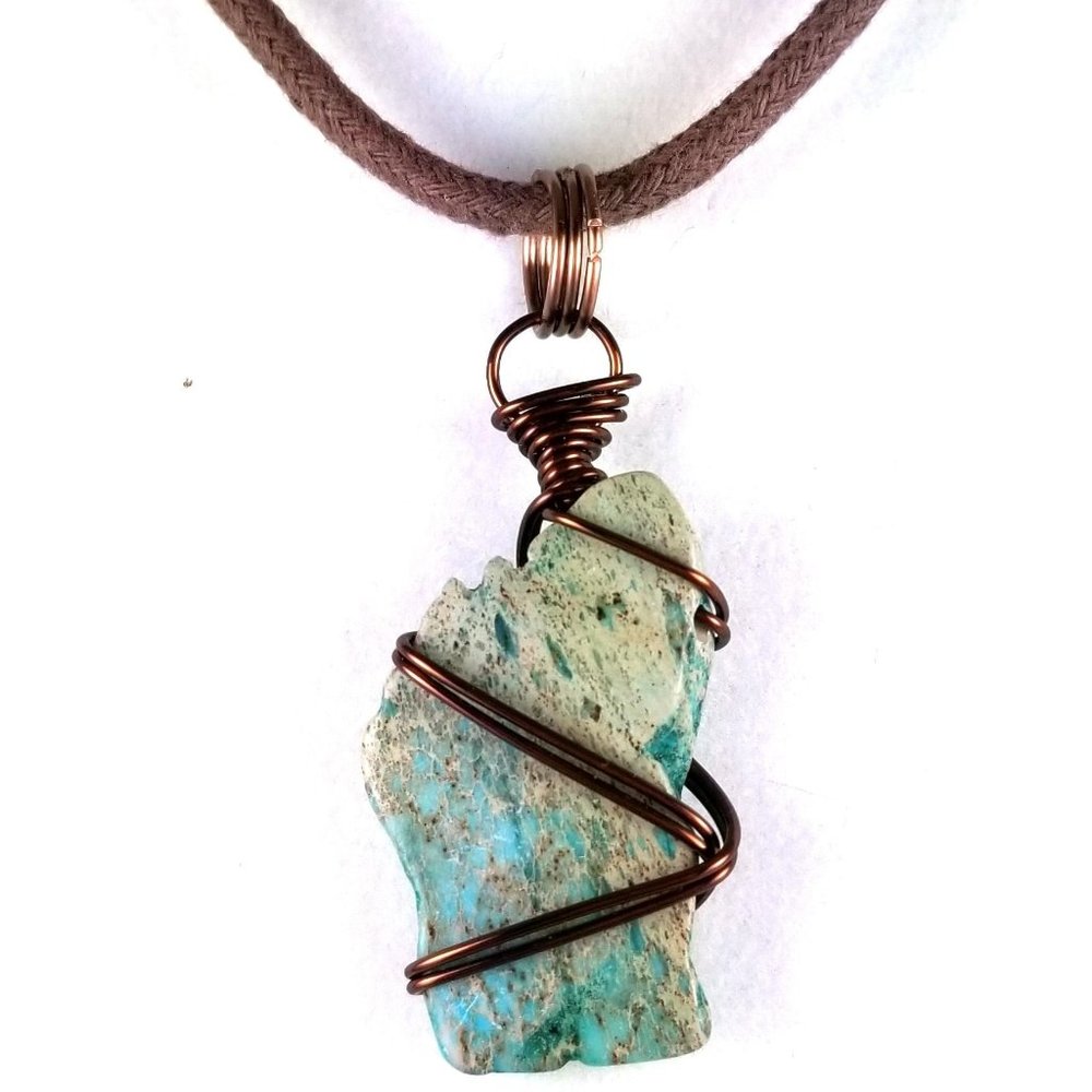 Men's Small Pendant Necklace Greenish Brown Jasper